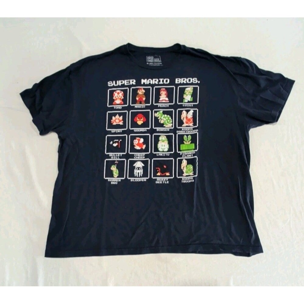 Super Mario Bro's Blue Short Sleeve Tshirt Adult Size 2XL XXL